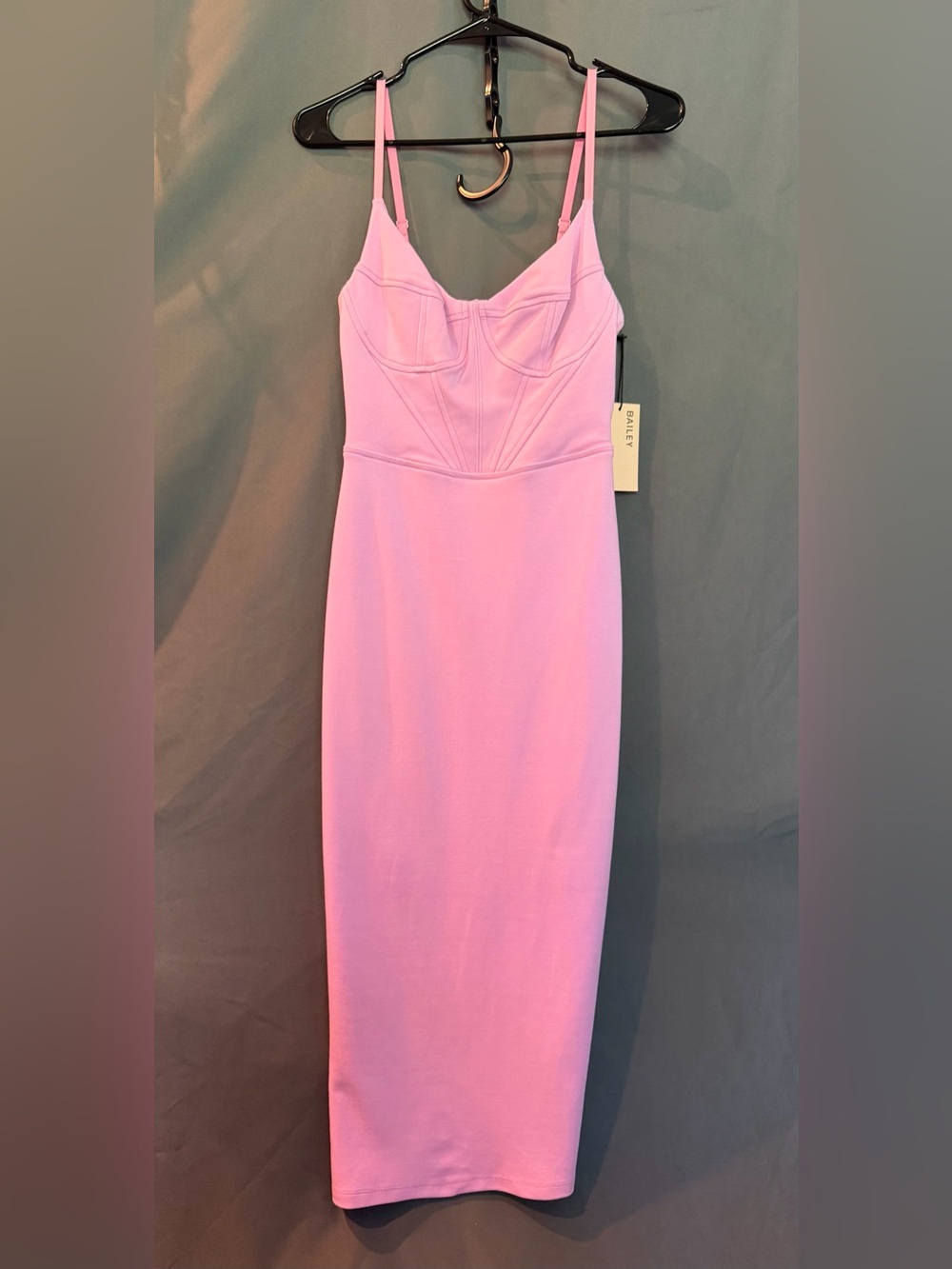 Bailey 44 Pink Sculpted Bust Midi Dress with Adjustable Straps